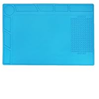Hitzebeständige Lötmatte, Silikon Lötunterlage, Mehrzweckarbeit Lötreparatur-Plattformauflage, Esd matte, Reparatur Matte und Schraubenposition zum Löten, zum Löten, Reparieren - Blau 34x23cm