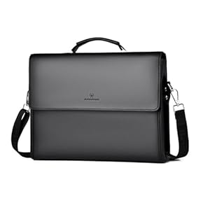 FANDARE Laptop Briefcase Men Notebook Case PU Leather Document Case Cross-Body Shoulder Messenger Bag 12.9 inch Laptop Handbag Work Travel Business School Professional Waterproof Bag Black