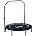HOMCOM Trampolino Elastico Pieghevole Ø102 cm con Manubrio Regolabile 99-123 cm, Trampolino da Fitness per Adulti, Tappeto Elastico per Esercizi Indoor, Blu