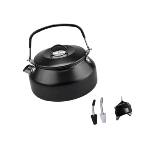 Bothyi Stainless Steel Tea Kettle Camping Kettle Outdoor Teapot with Silicone Handle Water Boiler with Spout for Backpacking Camping, Black