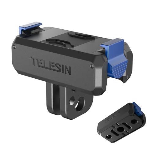 TELESIN Magnetische Schnellspanner-Adapterhalterung für DJI Osmo Action 5 Pro/4/3 & OSMO 360, 2-in-1 faltbare Basis mit 6,35 mm Schraubenloch, DJI Osmo Action 5 Pro Zubehör