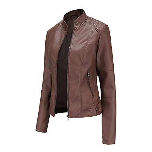 DEAR MODEL Women's Faux Leather Short Coat Jacket for Moto Biker2