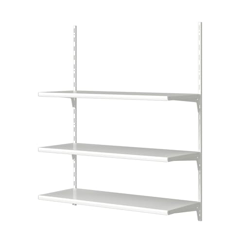 SPACEO - Regalsystem H.100 x B.80 x T.30 cm - 2 x Wandschiene 100 cm - 6 x Regalträger - 3 x Regalboden 80 cm - Max.60 kg - Wandregal