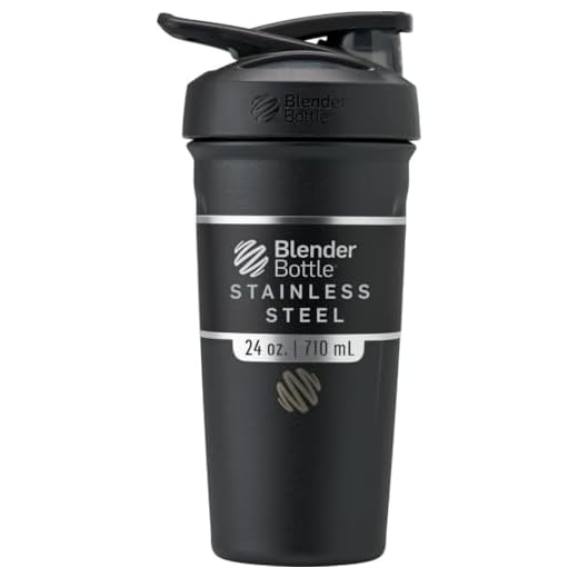 BlenderBottle Strada Shaker Cup Insulated Stainless Steel Water Bottle with Wire Whisk, 24-Ounce, Black
