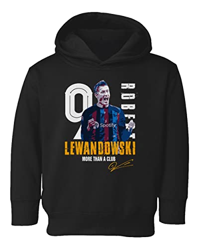 KING THREADS Lewandowski Barcelona Forward 2022 Football Fans Toddler Hoodie Sweatshirt (Black, 5T)