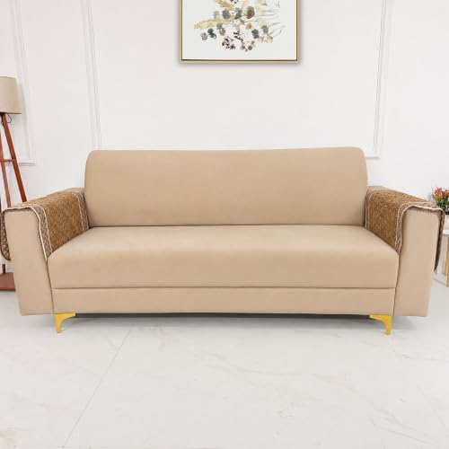 Image of Homerz Premium Chenille Fabric Sofa Cover | Soft, Durable & Dustproof | Decorative Couch Cover (Florida Chocolate, 2 pc Armrest, Armrest)