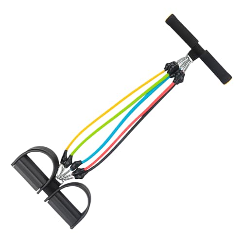 Fitness Band Sit Up - Widerstandsband Mit Pedal - 5 Tubes Elastische Zugseil Bauchtrainer Mit Griffstück - Multifunktions-Leg-Exerciser Für Fitness Abnehmen Training Yoga