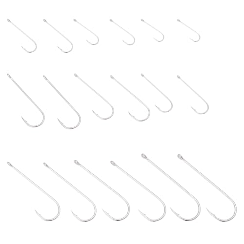 EMSea 90x Anzuelos para Pesca en El Mar de Acero con Alto Contenido de Carbono N.º 1-n.º 3/0 con Mango Largo para Lucio Bacalao Lubina Abadejo Congrio Anzuelo para Pesca en El Mar con Círculo