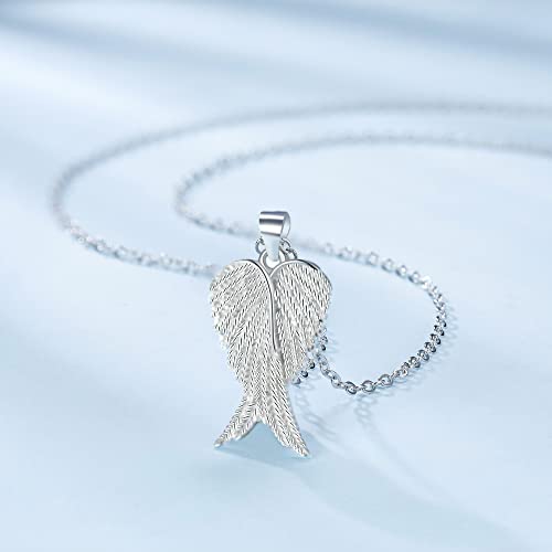 Wings Necklace 925 Sterling Silver Angel Pendant Necklace for love and free Jewelry Gift for Women with gift box3