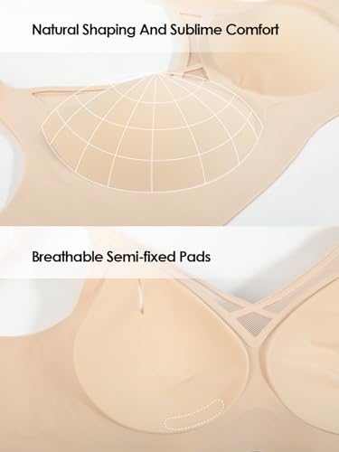 Image of Wireless Bras for Women (34C-42DD), Extremely Comfortable Seamless Bra Mesh Bralettes Adjustable Straps Everyday Bra