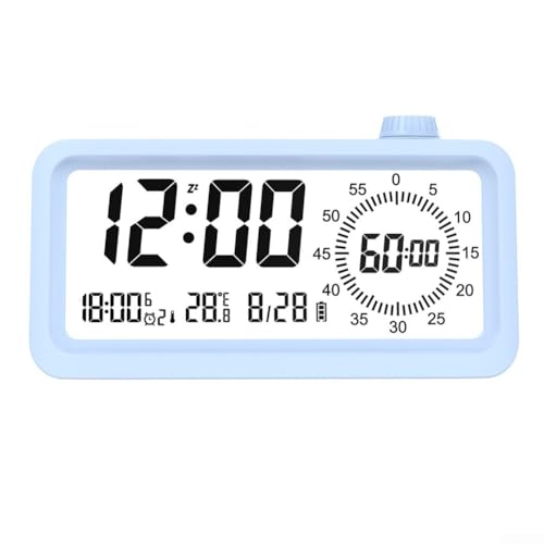 Minuteur visuel et réveil conçu pour les étudiants, fonctionnalité silencieuse et alimentation économe en énergie (bleu)
