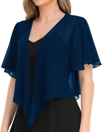 Image of Women's Solid Puff Sleeve Kimono Short Cardigan Loose Cover Up Casual Blouse Top Chiffon