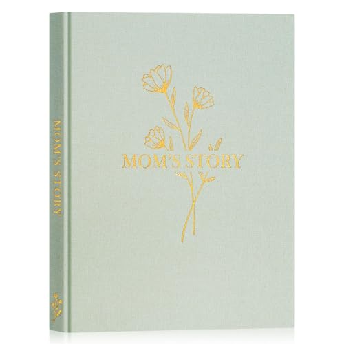 Lanpn Mom Life Story Book Journal with 270+ Prompts, Linen Hardcover Mother Story Guided Journal, Mom Memory Keepsake Book to Fill Out, Mother's Day Birthday Christmas Gift for Mom, Sage Green