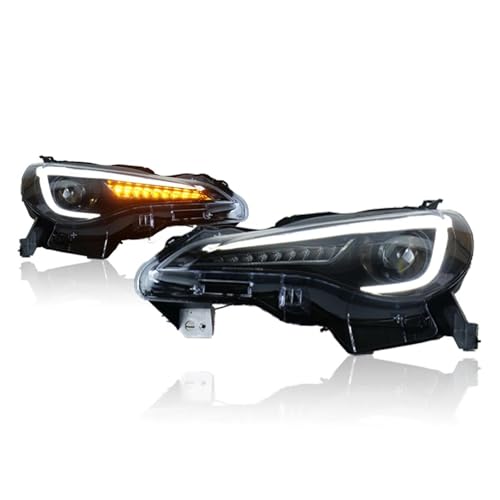 YSQOJF Faros Delanteros Conjunto de faros LED para Toyota para GT86 2012 2013 2014 2015 2016 2017 2018 2019 2020 2021 señal de giro secuencial cubierta lente lámpara