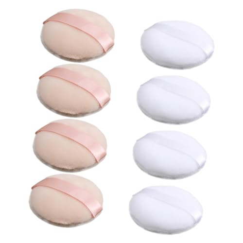 PartyKindom 8pcs Women's Makeup Soft Round Powder Face Cosmetics Pad Skincare Friendly Portable Beauty Tools
