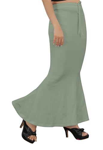 Image of Women's Polyester Blend Shapewear Patticoat Fishcut Flare Pattern Stretchable Drawstring Waist Maxi Length and Slim Fit Body Shaper Peticoat for Saree Daily Use Peticoat