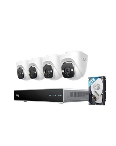 Image of eufy PoE NVR Security System E41,24 /7 Recording,Up to 16CH, 2TB HDD, 4 4K Turret Cams, Wired Outdoor Cam, 4K UHD, 122 FOV, Color Night Vision, AI Detection, Red and Blue Strobe
