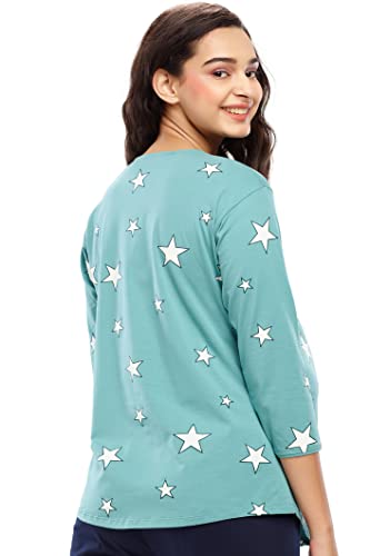 Image of ZEYO Women's Cotton Star Printed Maternity & Feeding Relaxed Fit Top 5645