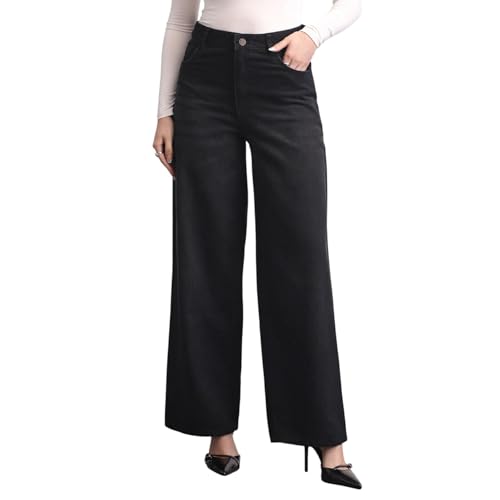 Image of Urbano Fashion Women's High Rise Loose Baggy Fit Washed Jeans Non-Stretchable