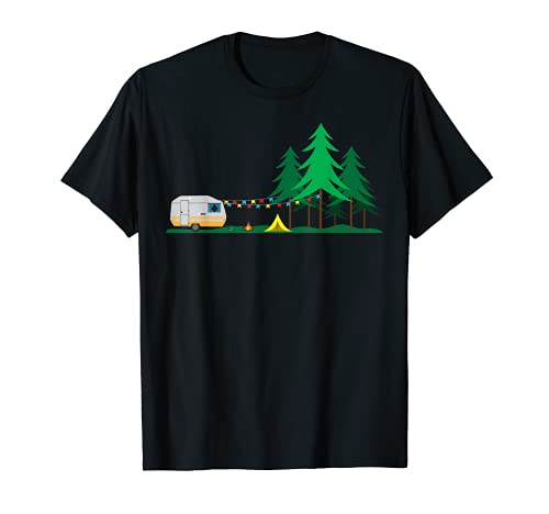 Camiseta Caravana Tienda Hoguera Naturaleza Camping Camiseta