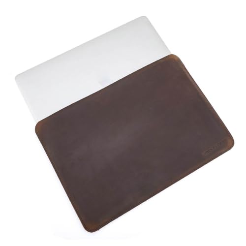 Image of CONTACTS Full Grain Leather 13.3 inch Laptop Case Slim Laptop Sleeve | Compatible with MacBook Pro 13 inch, Handmade, Brown