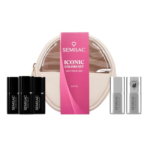 Semilac Iconic Colors Set con bolsa de belleza – Set de esmalte...