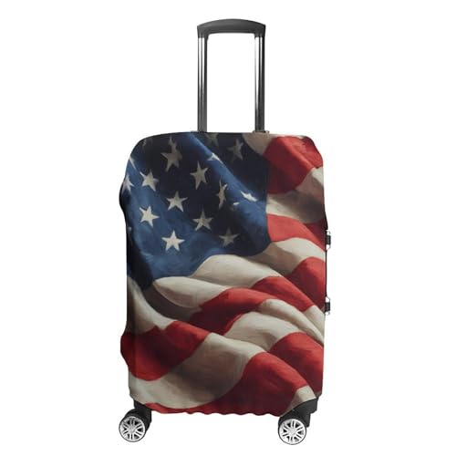 United States Flag Stacked Wavy Luggage Covers Washable Travel Suitcase Cover Elastic Baggage Protector