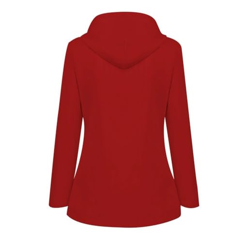 DABAOK Chaqueta alta para mujer, impermeable, resistente al viento, con capucha, para exteriores, para correr, para mujer, rosso, S - imagen 3