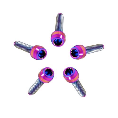 Image of RISON-Titanium M7x1x24.5mm Titanium Bolts, Hex Head, Grade 5, Rainbow, Pack of 5
