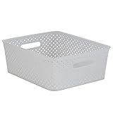 Simplify Medium Resin Wicker Tote | Storage Bin | Plastic Organizer | Carrying...