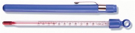 Sper Scientific 738750 Pocket Thermometer -40~50ºC (Box of 12) - Portable & Accurate Temperature Measurement with Safe Red Alcohol-Filled, Total Immersion - Comes with Blue Plastic Holder