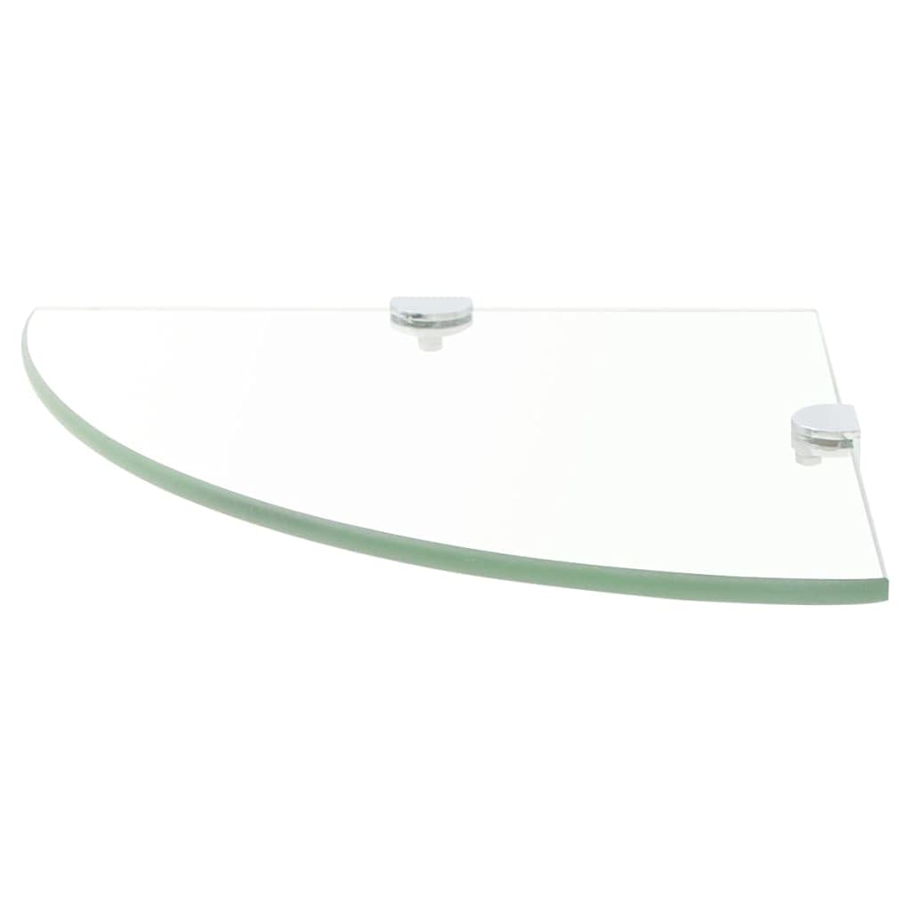 Tomostar Étagère d'angle en Verre Trempé, Étagère Salle de Bain Murale ave Supports chromés Verre Transparent 25 x 25 cm