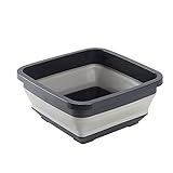 Goderewild 2.4 Gal(9L) Collapsible Dish Pans for Washing Dishes, Space Saving Multiuse Foldable Sink Tub, Kitchen Storage Tray for Outdoor Camping, Vegetable Washing, RV (Black)