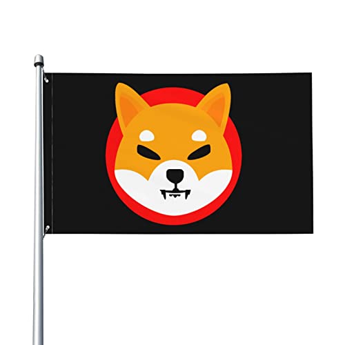 Shiba Inu Token Shib Coin Drapeau 0,9 x 1,5 m – Résistant aux UV – Drapeau de jardin pour jardin avec œillets