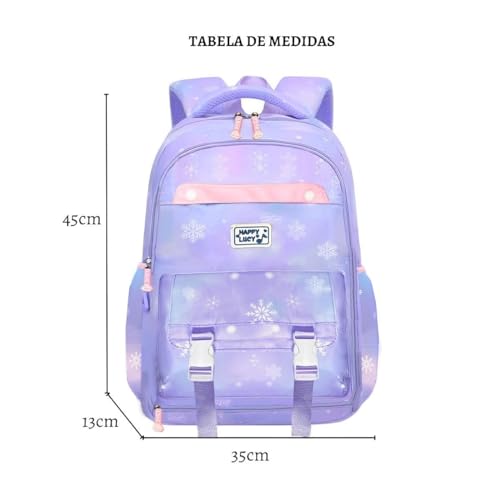 Mochila Menina Escolar Juvenil Espaçosa Bolsa Moderna Com Estojo Embutido Criança Unicórnio Viagem M