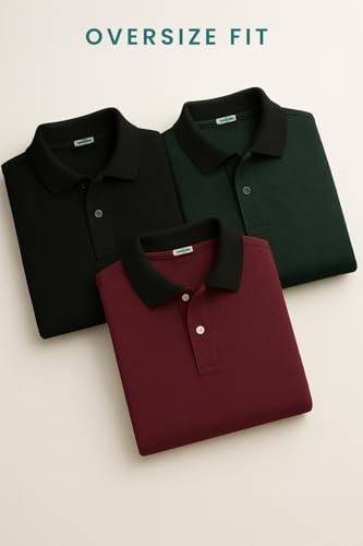 Image of Veirdo Pure Cotton Half Sleeves Regular Fit Plain Solid Classic Polo Collar T-Shirt for Men & Boys (Color Options- Black, Maroon & Olive)
