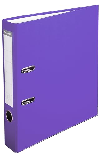 Exacompta 915417B Kunststoff-Ordner 5 cm schmal DIN A4 Kunststoffbezug außen Papierbezug innen Rückenschild austauschbar Ringordner Aktenordner Briefordner Büroordner Plastikordner lila