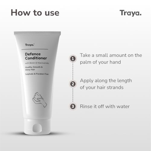 Image of Traya Defence Conditioner | For Deep Moisturizing, Hair Growth & Hair Fall Control - Mild Formula | Consist Biotin & Niacinamide | 100g, 1 Count
