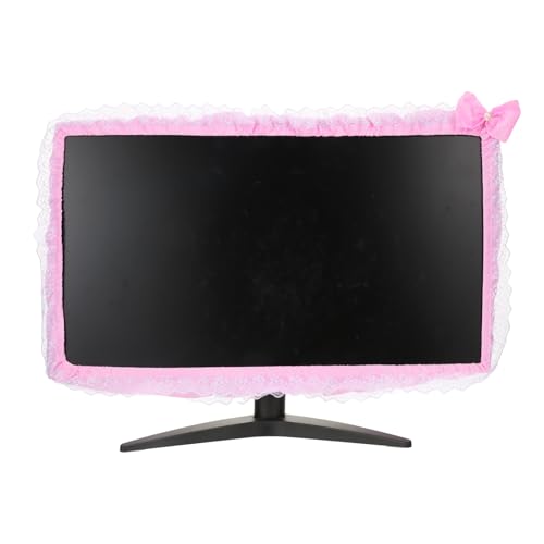Lovely Computer Monitor Cover 23"-27" Cute Lovely Monitor Dust Cover Protector with Elastic Pen Pocket Bow-knot TV LCD Screen Decoration Cute Computer Accessories lace fabric
