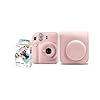 Kit Câmera Instax Mini 12 com pack 10 fotos Mermaid Tail e Bolsa Rosa