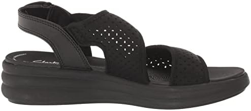Clarks Women's Drift Fern Flat Sandal, Black Textile, 8 | Image 5