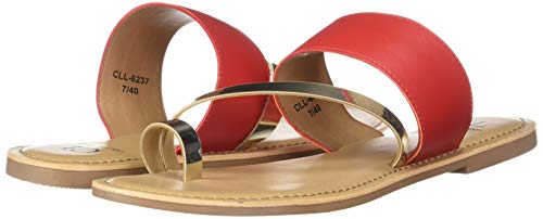Image of Carlton London Women's Red Flat Sandal