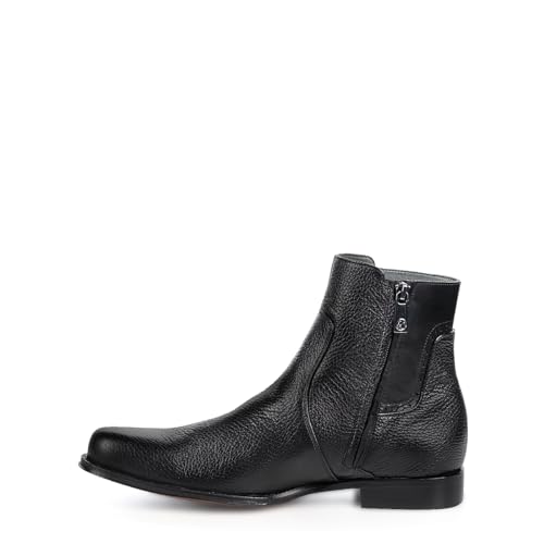 FRANCO CUADRA Men's Chelsea Boots in Genuine Deer Leather Black G43VNBU3