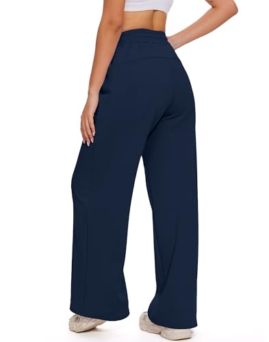 M MOTEEPI Womens Fleece Wide Leg Sweatpants Baggy High Waisted Winter Sweats Pants Straight Legs Athletic Pants with Pockets2