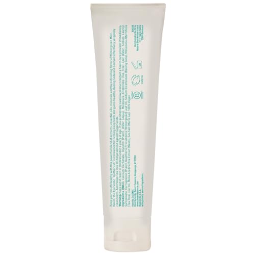 Desert Essence Tea Tree Oil & Neem Toothpaste - Fluoride-Free, Gluten-Free, SLS Free Formula - Vegan, Herbal Toothpaste for Plaque Reduction - Wintergreen Flavor, 6.25 oz