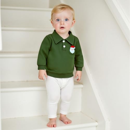 Toddler Boys Santa Sweatshirts Fall Winter Long Sleeve Lapel Button Pullover Tops Kid Infant Baby Christmas Clothes3