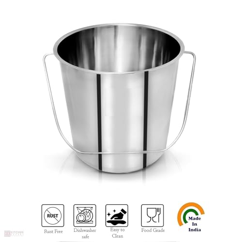 Image of Stainless Steel Non Joint Leak Proof Bucket Multipurpose Balti for Home (15 Litter)
