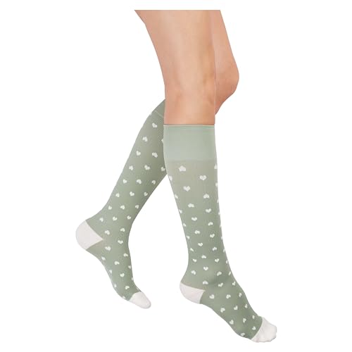 Image of Rejuva Women's Heart Pattern Knee High 15-20 mmHg Graduated Compression Socks
