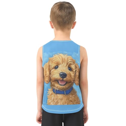 Golden Puppy Blue Boys Tank Tops Quik Dry Toddler Tank Top Undershirts T-Shirts for Kids,3T3