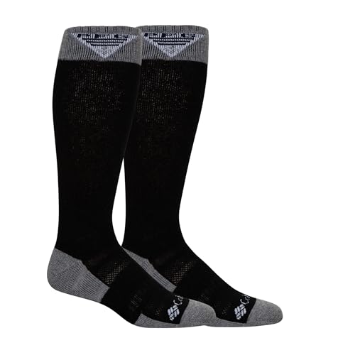 Columbia Men's Performance Fishing Over the Calf Wader Gear Socks Multipack, Black (2 Pairs), 10-13
